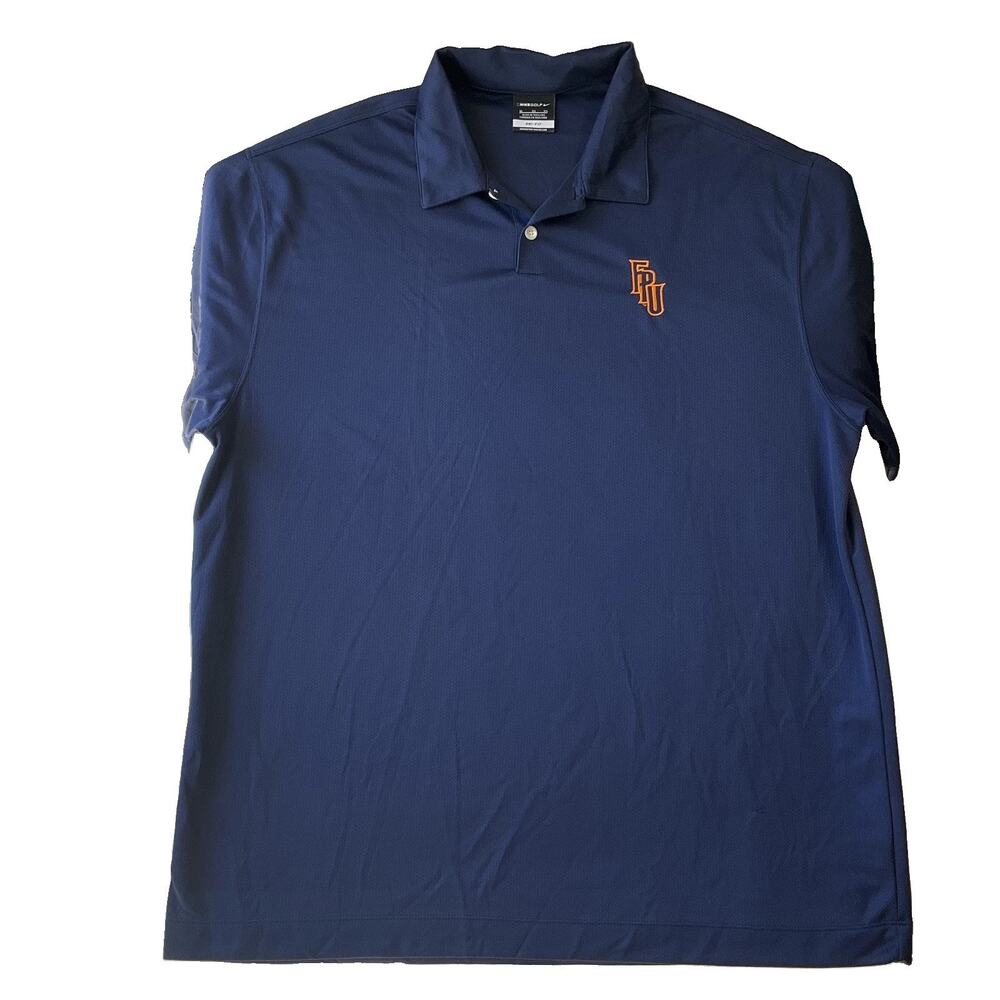 Nike Golf Men Polo XL Navy Blue Ameripride Logo Orange Monogram Embroidery